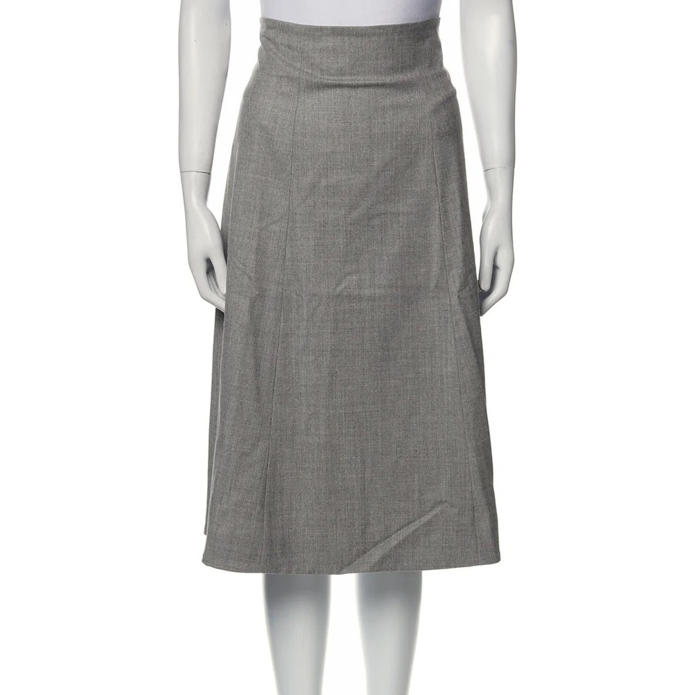 Graeme‎ Black Virgin Wool knee length a-line Skirt gray high rise Made in Italy
